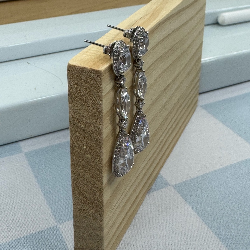 Eliot Danori Oval Crystal Drop Earrings in Silver - Picture 8 of 11